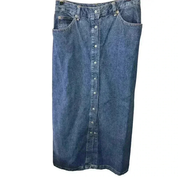 Vintage women’s GAP size 6 long denim snap front
 skirt - Picture 2 of 7